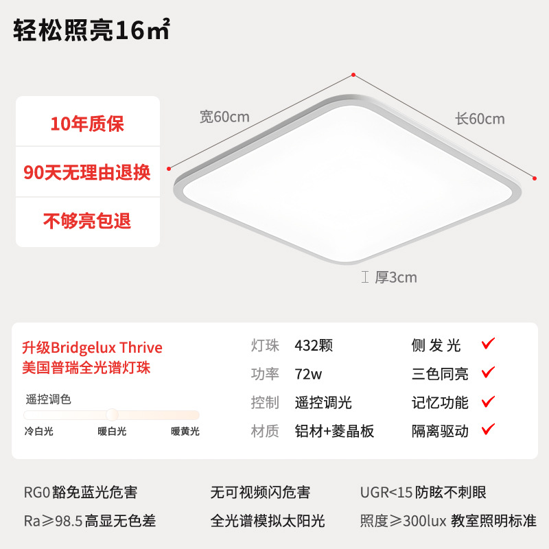 Zhongshan lámparas de sala de estar de gran tamaño lámpara principal aislamiento conductor de lámpara Puri perlas de espectro completo lámpara de dormitorio iluminación de decoración doméstica