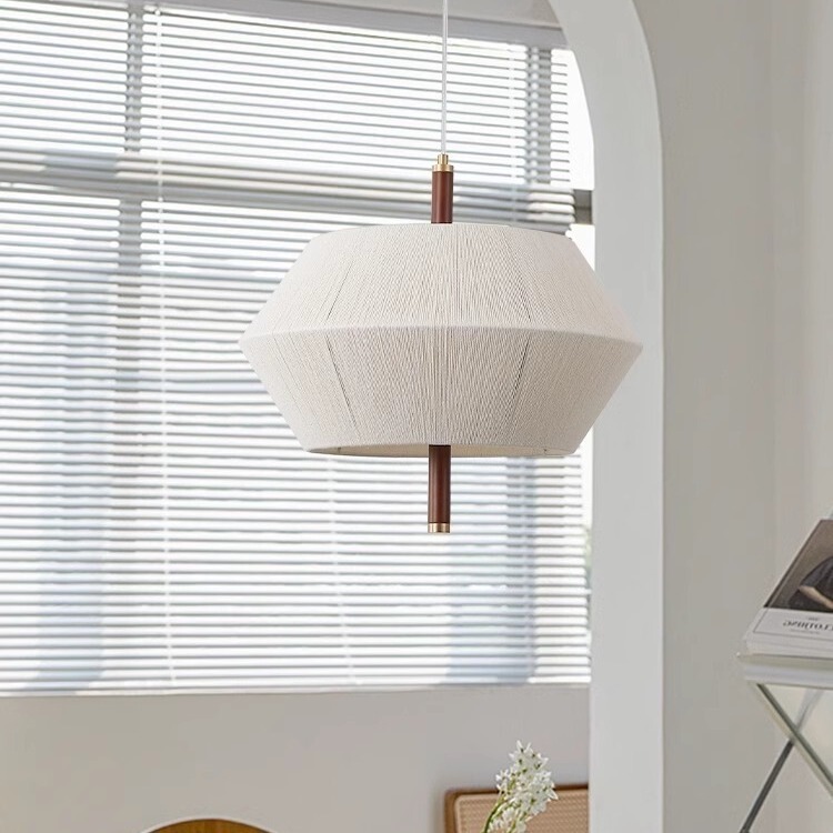 Japanese Style Silent Style Bedroom Chandelier Solid Wood Mid-Century Style Woven Fabric Living Room Study Zen Restaurant Island Table Lamps