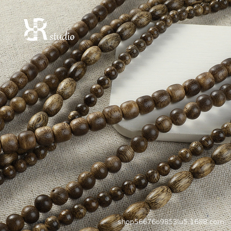 沉香木沉香圆珠桶珠小米珠木质散珠手工diy串珠手链项链饰品材料
