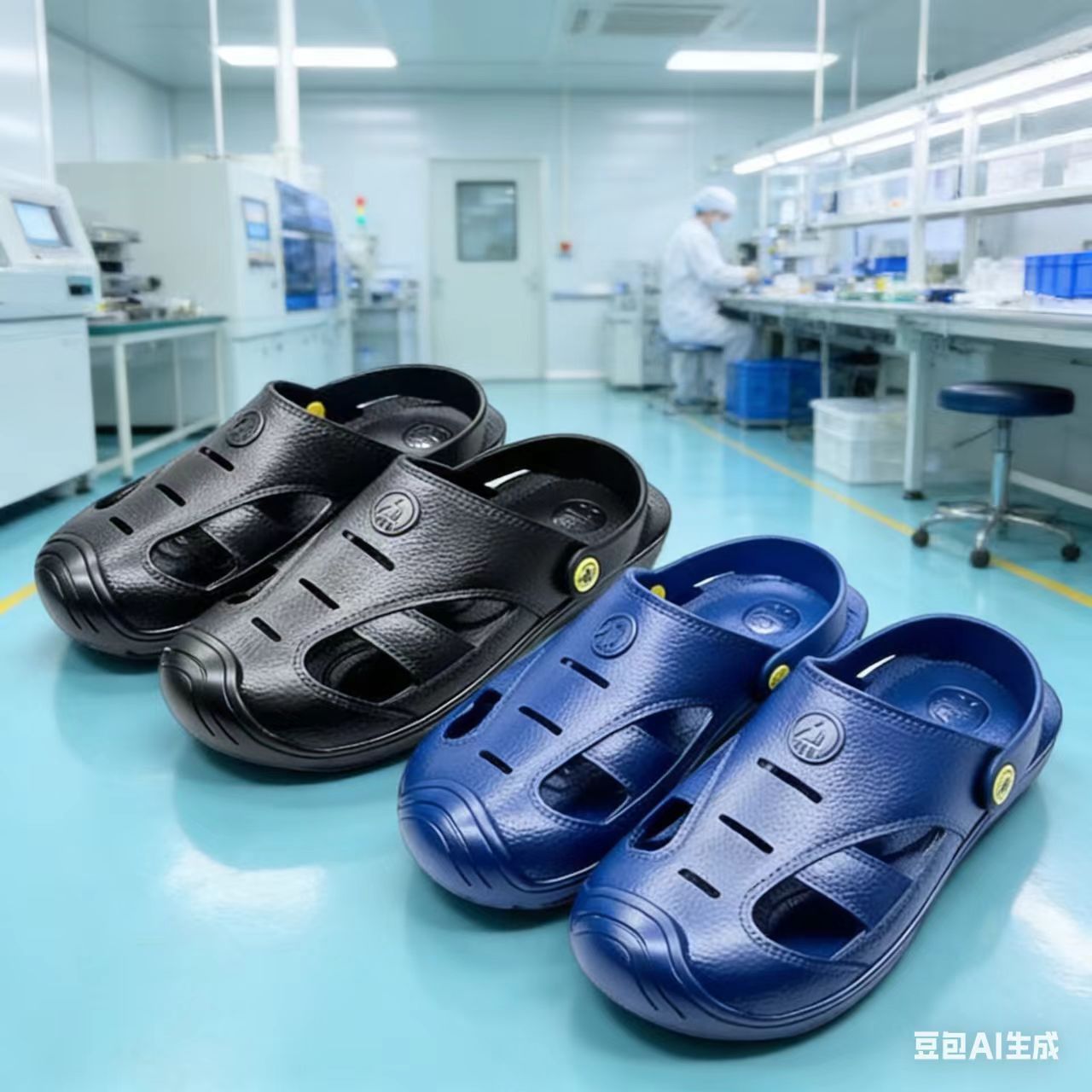 防静电包头四孔护趾软底透气轻便防滑防尘电子厂洁净车间男女凉鞋