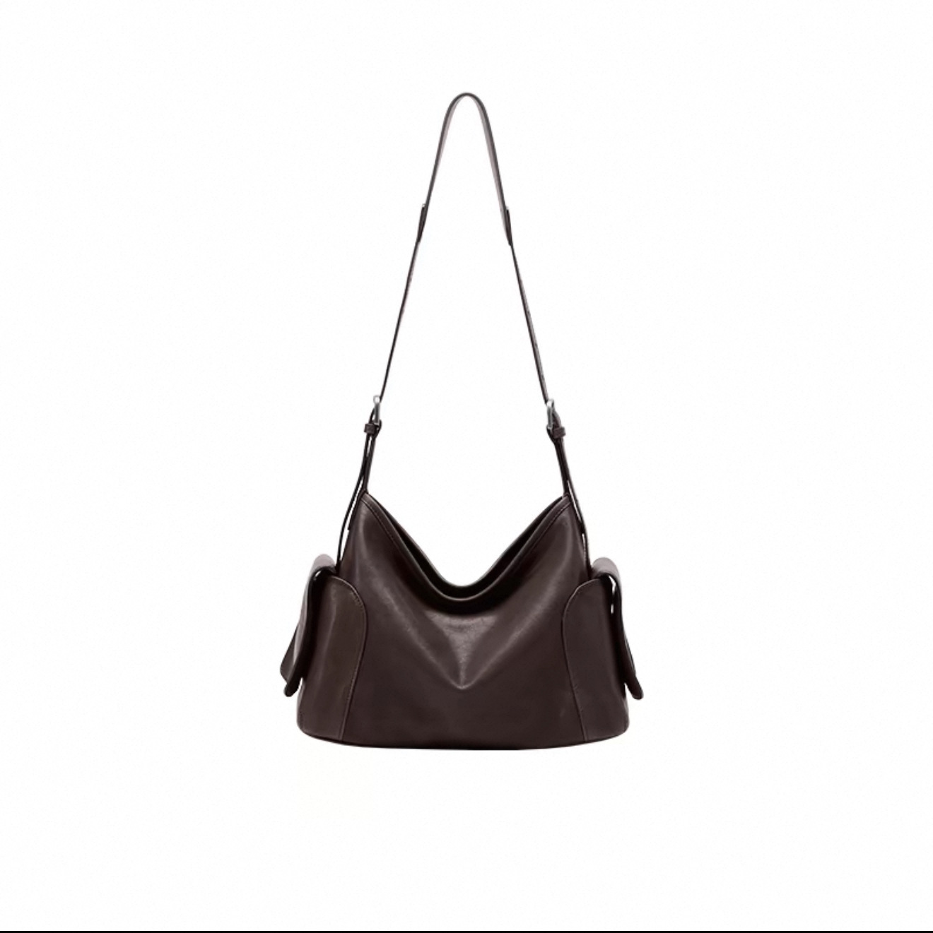 Vegetable-Tanned Cowhide Minimalist Hobo Bag - Unique Designer Shoulder Bag For Women, Versatile Genuine Leather Dumpling Bag For Commuting - Thumbnail 7