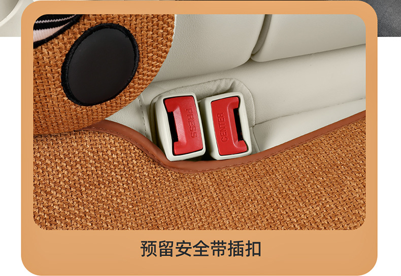 Car Seat Cushion, Universal for All Seasons, Linen Cartoon Couple Seat Cushion Cover, Half-Pack Rear Seat, High-End Cute Ladies Seat Cover
