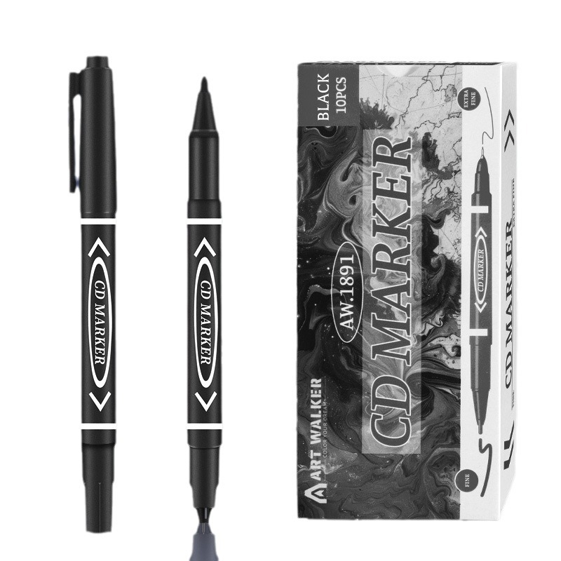 Ventas transfronterizas calientes pequeñas dos cabezas de gancho a prueba de agua rápido secado logística marcador de aceite marcador negro