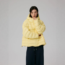 2025平湖SL国标90白鸭绒韩版羽绒服女短款双拉链冬季新款泡芙连帽