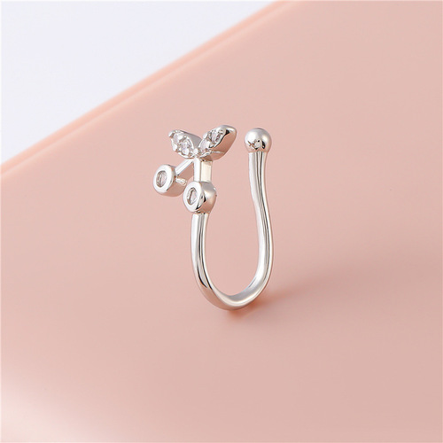 Cross-border new style copper inlaid stone non-hole piercing clip-on nose ring zirconium butterfly nose clip nose ornament European and American popular fake nose ring
