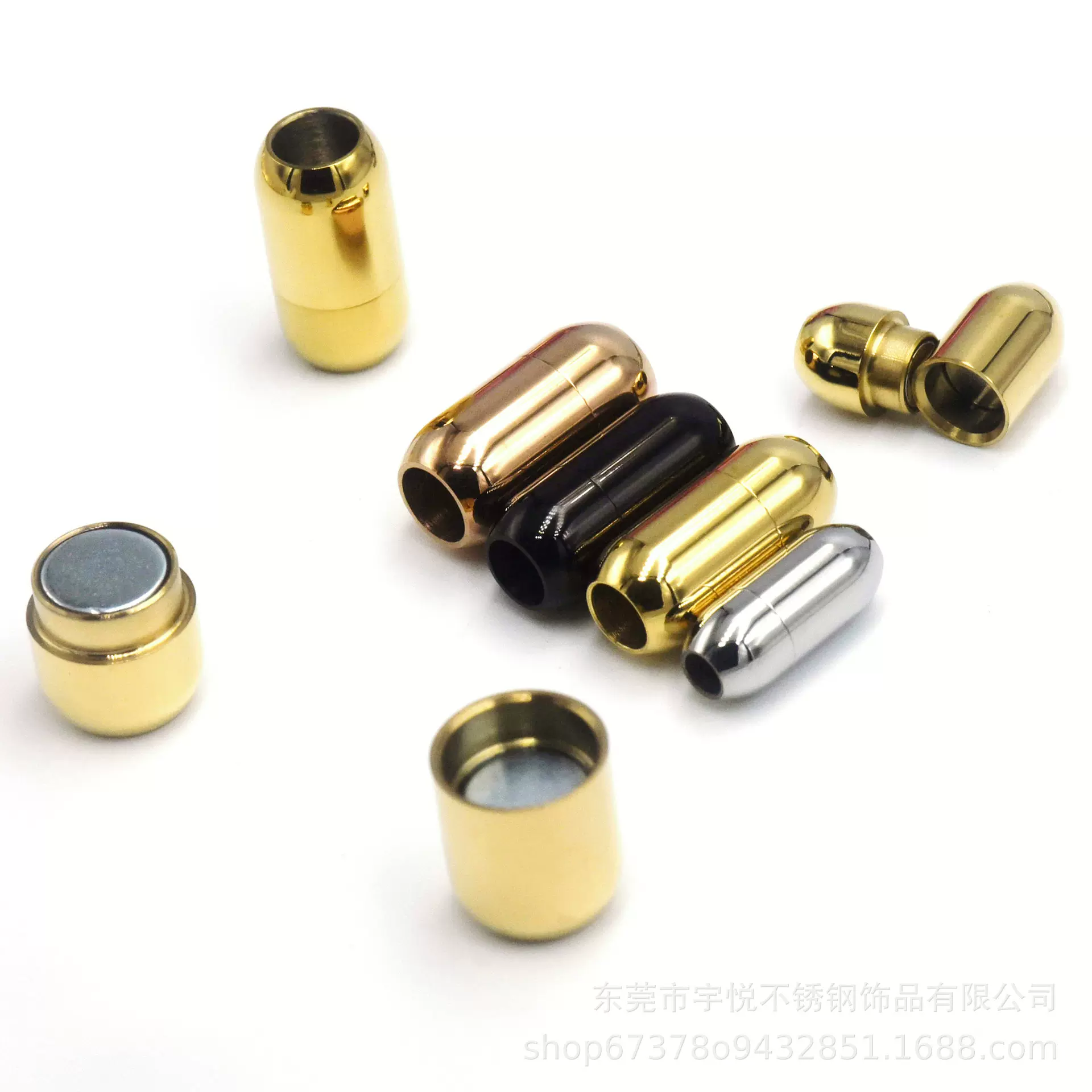不锈钢磁铁扣不锈钢圆形强磁扣 diy皮绳手链扣钛钢磁铁扣头批发