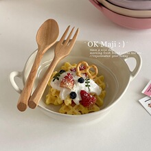 ins高颜值双耳陶瓷碗家用酸奶沙拉水果碗餐具大容量螺蛳粉泡面碗