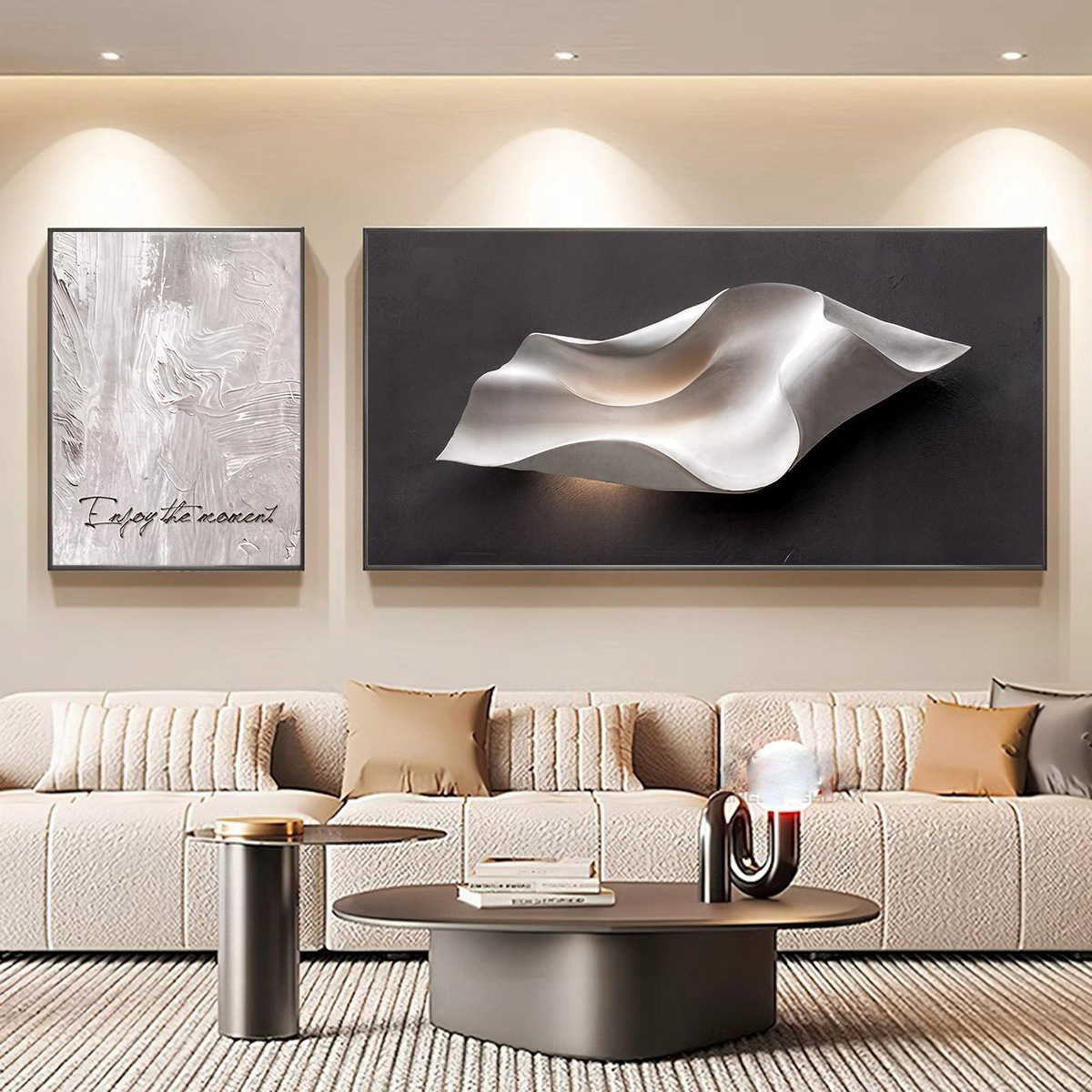 Luz de lujo de alto nivel pintura de decoración de la sala de estar estereoscópica abstracta sofá fondo pintura mural simple moderna pintura colgante