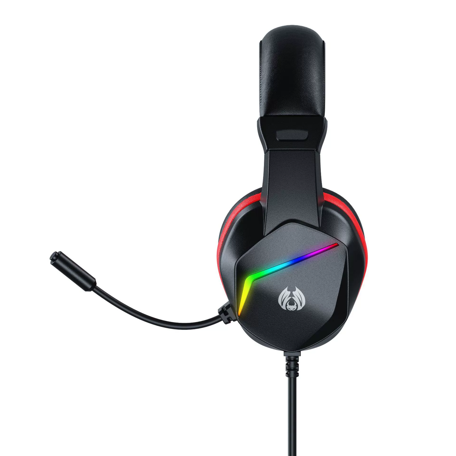BATXELLENT Игровые наушники для ноутбука, 3.5 мм, RGB подсветка, белый/красный
