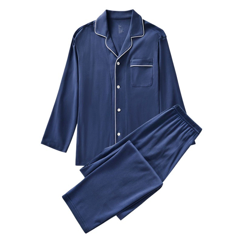 Производители напрямую поставляют трикотажную хлопчатобумажную пижаму для женщин 2024 новая летняя пара домашняя одежда сплошной цвет мужской и женский пижамы