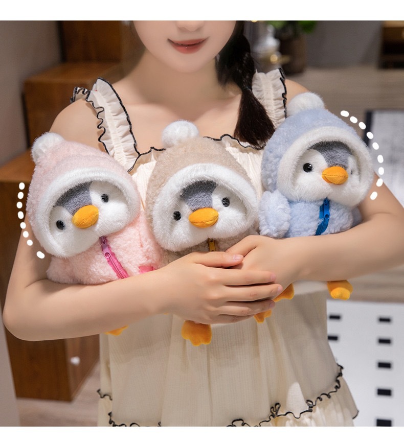 Cross-border costume-changing penguin plush toy, popular oceanarium souvenir gift, doll, stuffed animal, pillow
