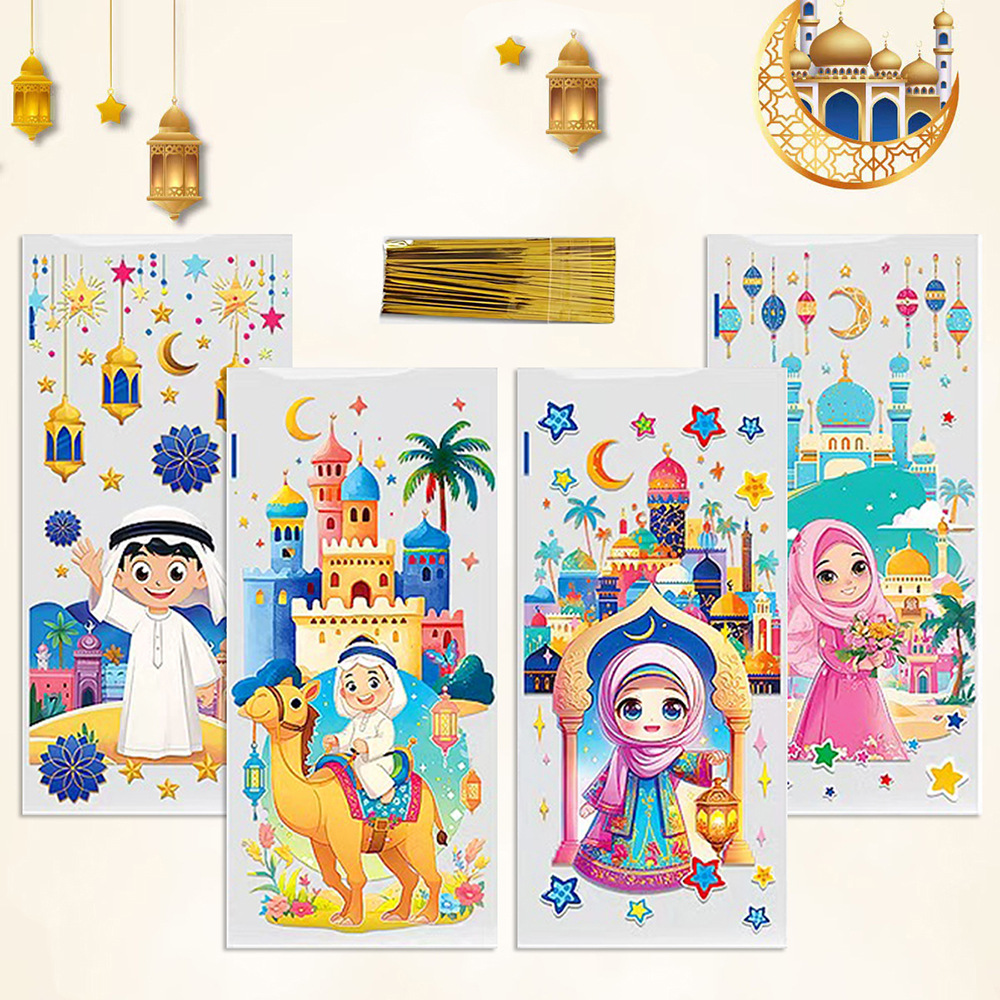 50个装四款骆驼阿拉伯人OPP平口袋 中东节日糖果礼品袋送金丝带