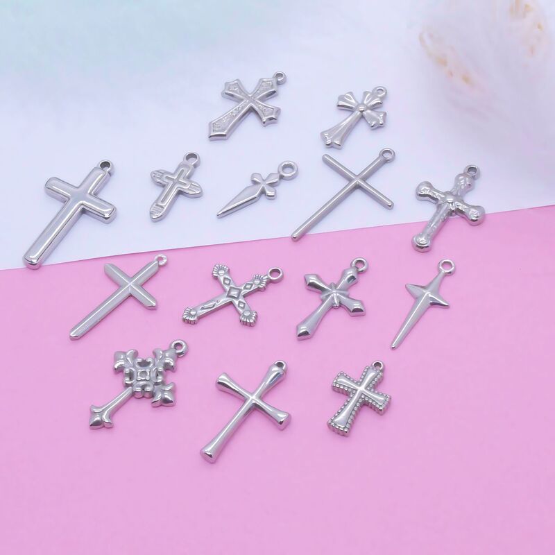Amazon's Best-Selling New Stainless Steel Hydraulic Cross Pendant DIY Bracelet Necklace Jewelry Accessories