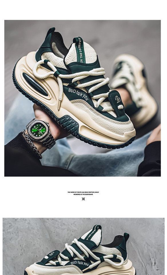 Giày thể thao nam cổ thấp lót lông giữ ấm, đế dày tăng chiều cao, kiểu sneaker dạo phố — X5128- 1m màu xanh lá cây, X5128-1 Kaki, X5128-1 đỏ xanh chi tiết 1