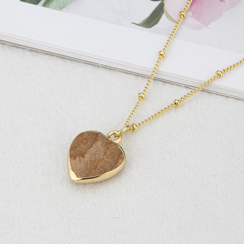 new temperament heart stone pendant copper necklace wholesale