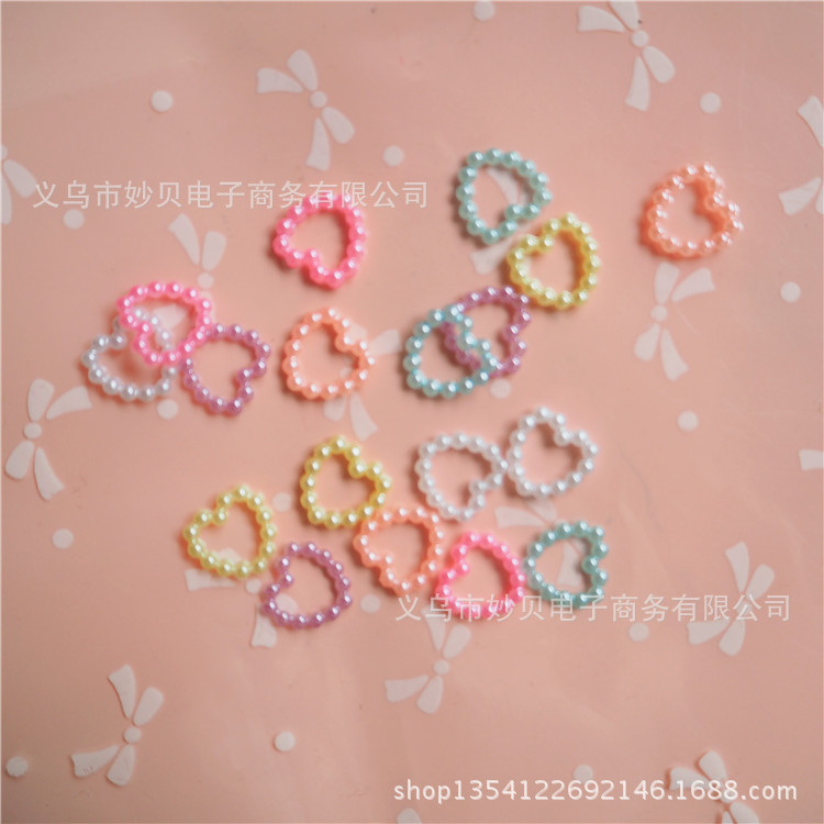ABS imitation pearl hollow love accessories diy cream mobile phone shell material headdress sticky diamond accessories