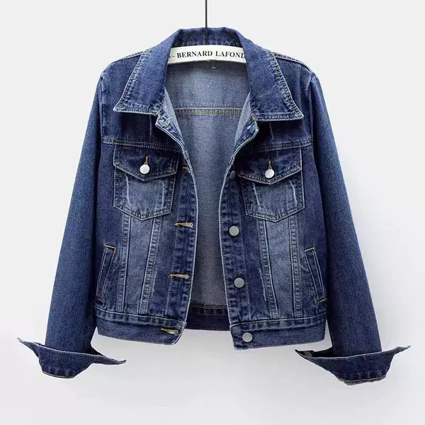 Spring and Autumn Denim Coat Women's Short Slim-fit Simple All-match Jacket Washed Cardigan Single-breasted Long-sleeved Trendy Top