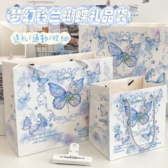 見栄えの良い夢のようなスズラン蝶ハンドバッグ漫画パターンインスタイル厚みのある大容量ショッピングバッグ