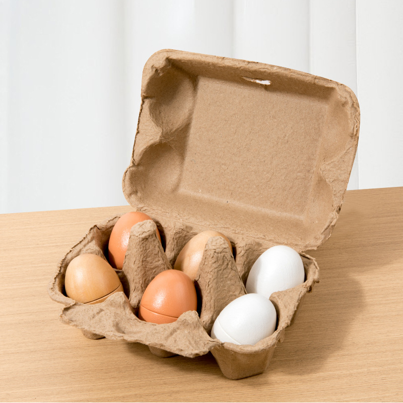 Juego de huevos de simulación de madera para bebés transfronterizos 6 huevos falsos en caja