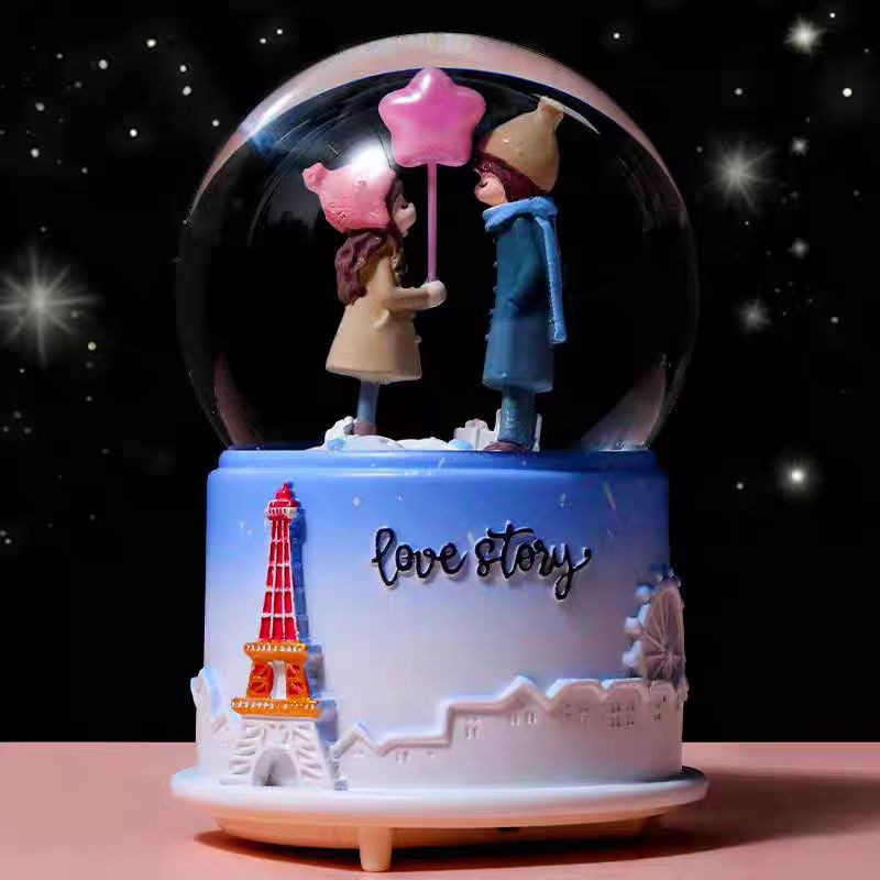 Adornos de resina de venta directa de fábrica, bolas de cristal, nieve, cumpleaños para hombres y mujeres, regalos de graduación para novias y parejas de estudiantes