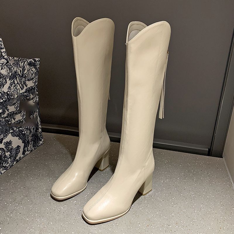 Rear Zipper Knight Boots Trendy Popular Style Slimming Fashion Versatile Chimney Boots 2025 Autumn Winter New Fashion Trend Rear Zipper Knight Boots Trendy Popular Style Slimming Fashion Versatile Chimney Boots 2025 Autumn Winter New Fashion Trend