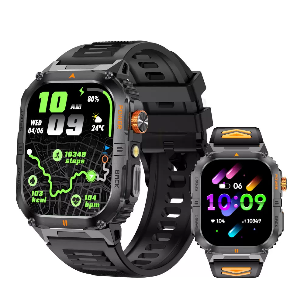 跨境新品户外通话智能手表心率多运动快充大电池照明灯深度防水