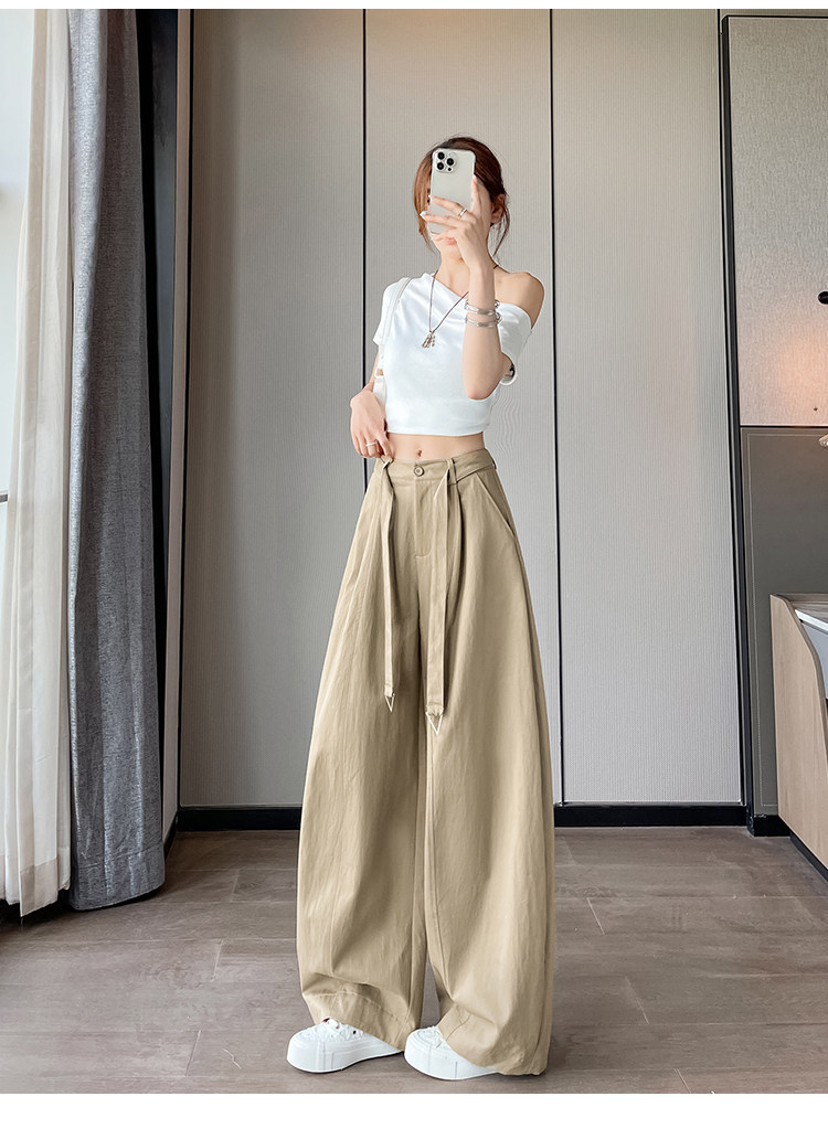 Quần culottes nữ ống rộng cạp cao chất liệu lụa mỏng mùa hè — Trắng thường xuyên chi tiết 25