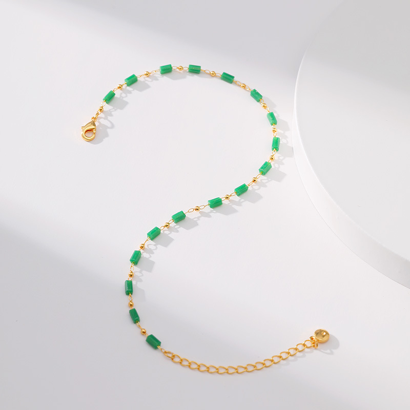 Fashion Geometric Copper Inlay Artificial Gemstones 18K Gold Plated Womenu0027S Anklet