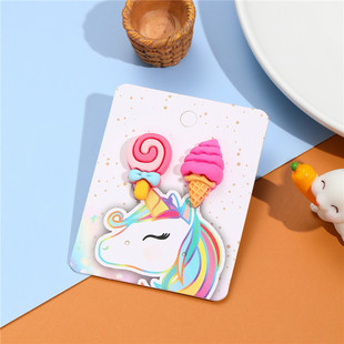 New Korean style children's accessories cartoon resin lollipop ice cream earrings cute girls asymmetric earrings