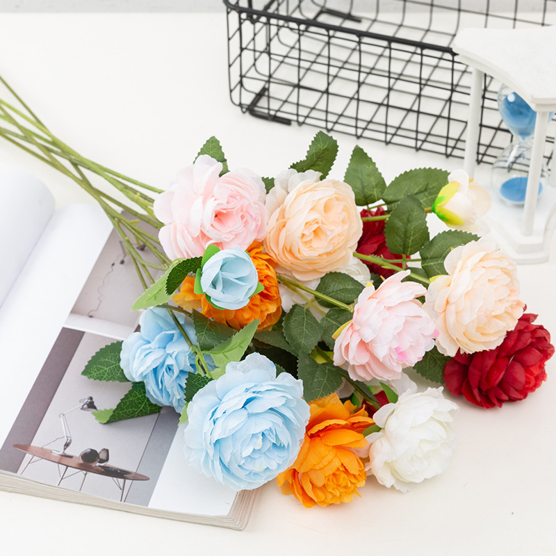 Single Artificial Peony, 3-Head Peony, Single-Head Peony Bouquet, Wedding Decoration, Aisle Flower Decoration, Artificial Flowers Single Artificial Peony, 3-Head Peony, Single-Head Peony Bouquet, Wedding Decoration, Aisle Flower Decoration, Artificial Flowers