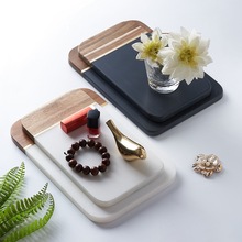 大理石拼接相思木寿司板 厨房实木菜板 创意家居砧板 样品间摆件