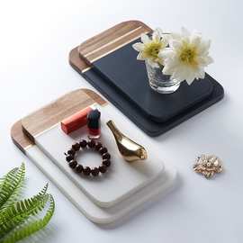 大理石拼接相思木寿司板 厨房实木菜板 创意家居砧板 样品间摆件