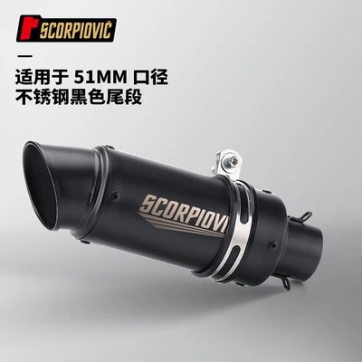 Motorcycle exhaust pipe 51mm Universal Motorcycle Exhaust - stainless-steel-black-tail