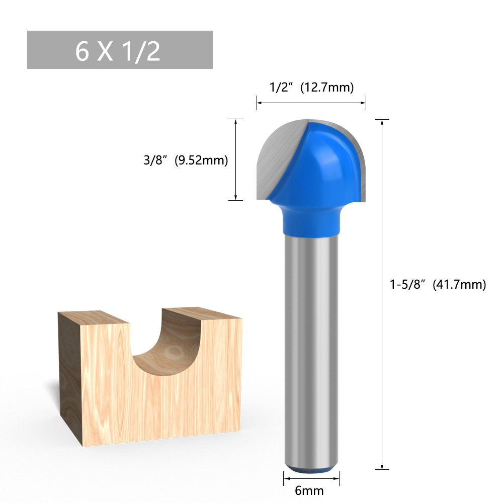 Azul 1/4 mango 6 mango redondo inferior cuchillo de encaje cabeza redonda cuchillo de carpintería semicírculo alivio cuchillo herramienta de carpintería ventas directas de la fábrica