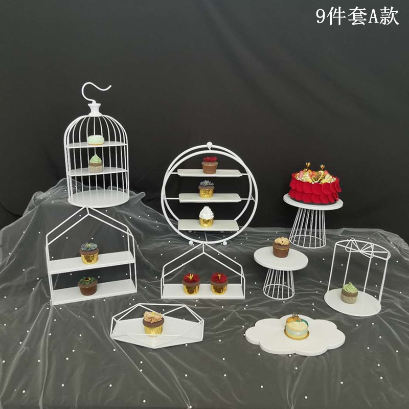 Tabla de postre europea decoración estante de exhibición bandeja de pastel estante de postre estante de té de la tarde estante de bocadillos de boda