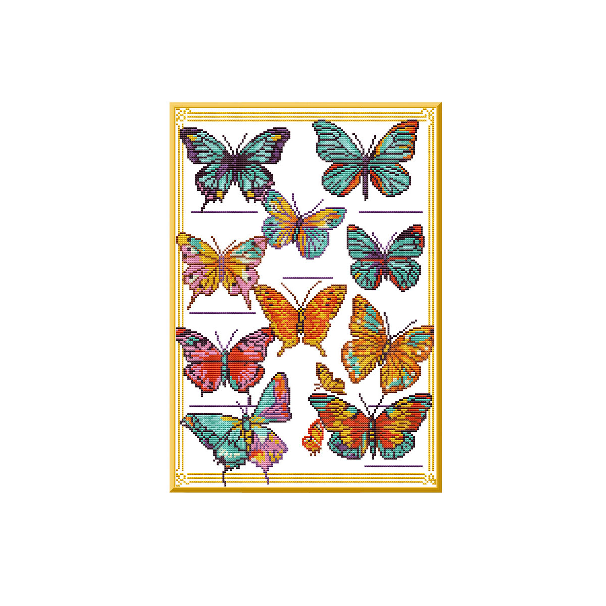 Mona Lisa, mariposas reales, nuevas piezas simples, frescas, bordadas cruzadas hechas a mano.