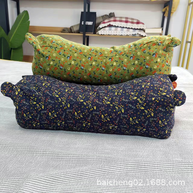 亚麻帆布老粗布老虎枕头套成人儿童宝宝老虎头枕头套花草枕芯套