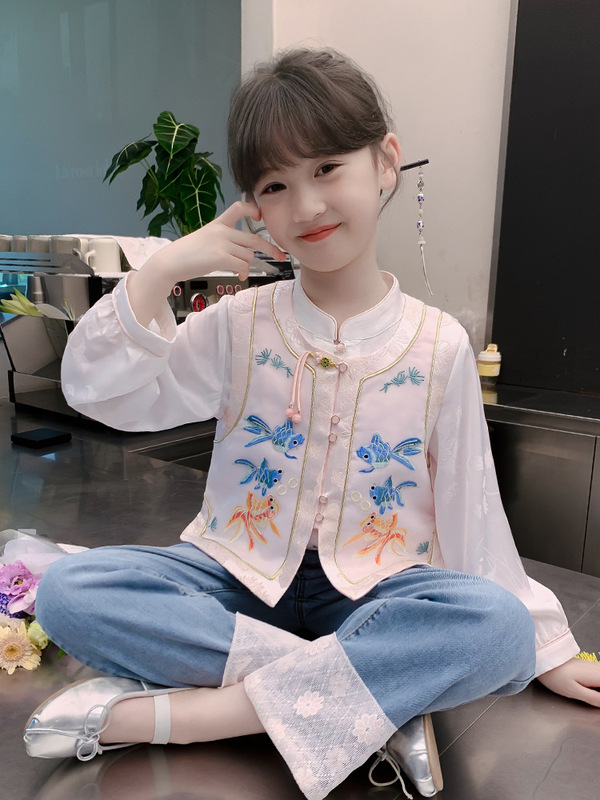 女童春装套装2025新款儿童汉服新中式国风三件套春秋季小女孩洋气|undefined