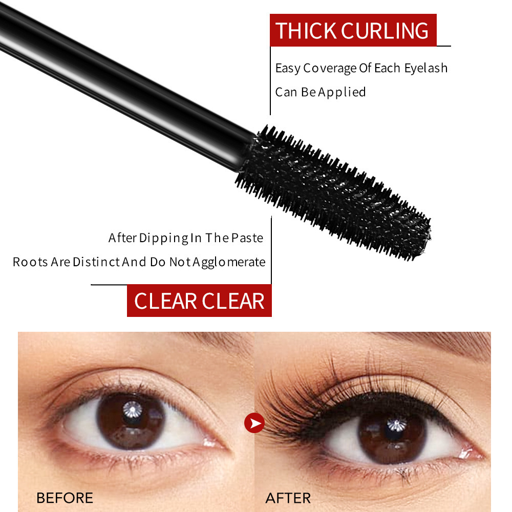 Shedoes maquillaje transfronterizo de 24 horas, sin manchas, sin decoloración, impermeable, a prueba de sudor, forma gruesa, alargamiento de la máscara