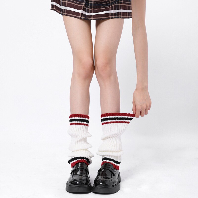 美式复古针织袜套加厚保暖学院风辣妹撞色袜套条纹秋冬百搭堆堆袜|undefined