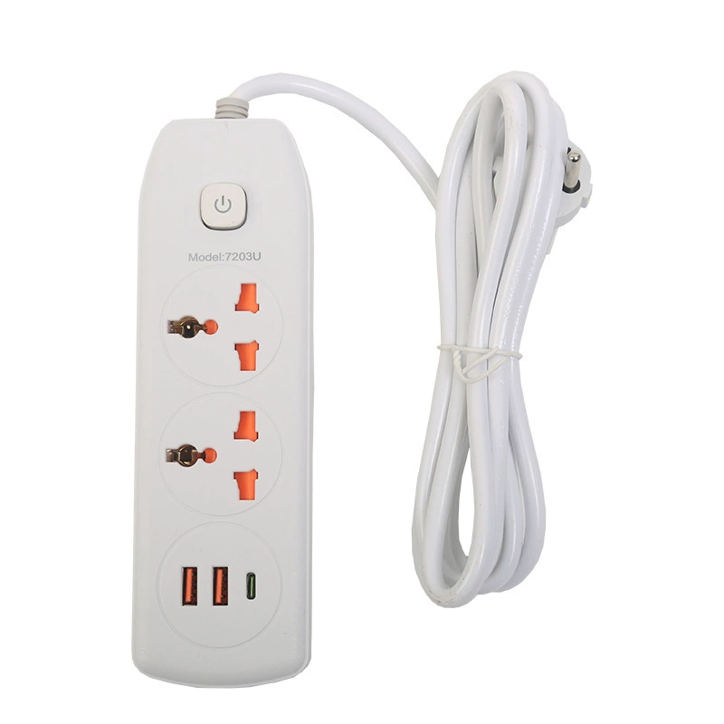 Удлинитель на 2 USB + 1 Type-C с защитной дверцей, нейтральная упаковка, по стандартам: британский, ОАЭ, европейский, американский