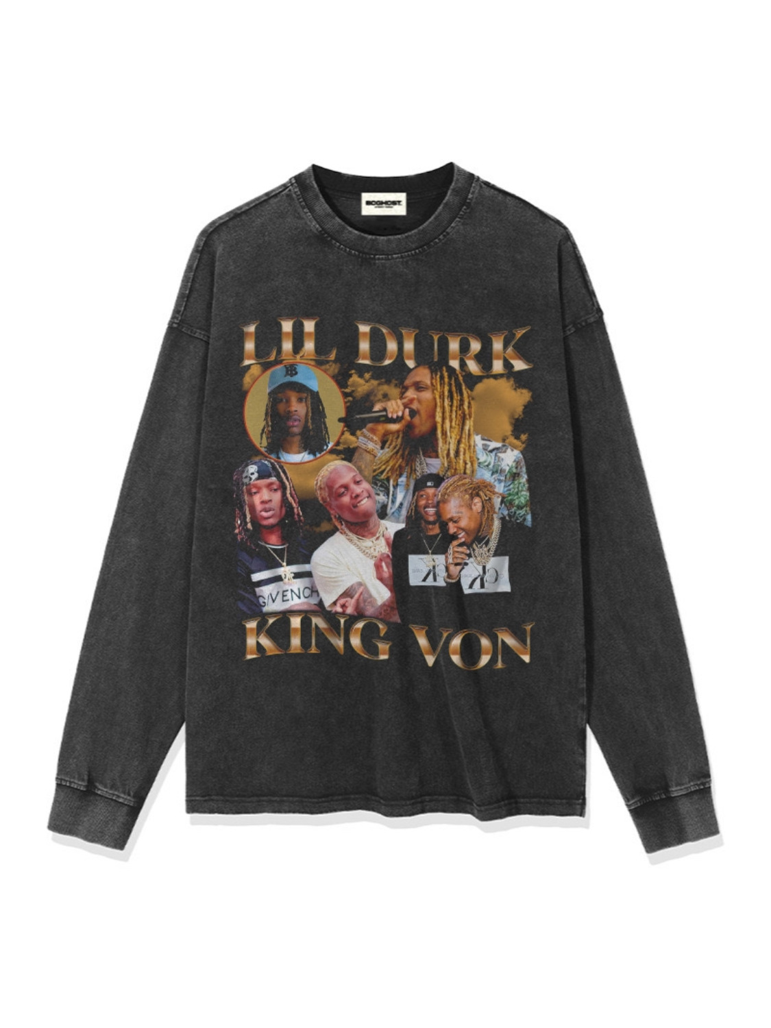 Hip-hop rap americano de estilo callejero estampado retro hace viejo lavado pesado suelto manga corta