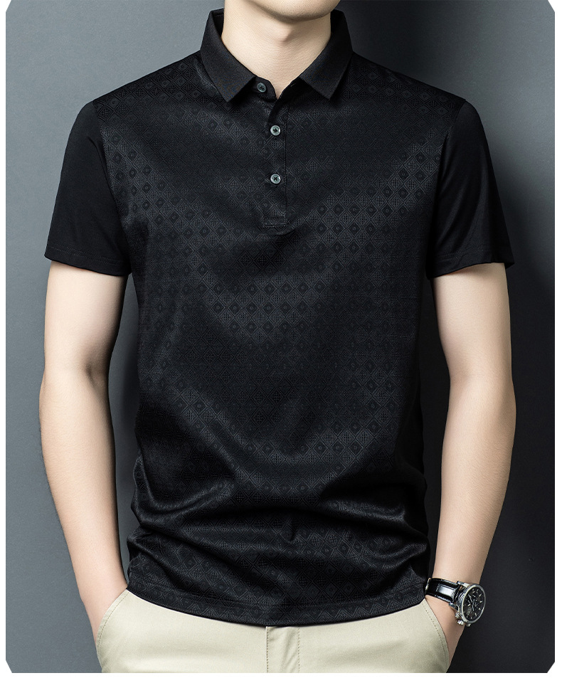 Áo polo nam tay ngắn lụa mulberry chất lượng cao mùa hè — Xám HT2525 chi tiết 12