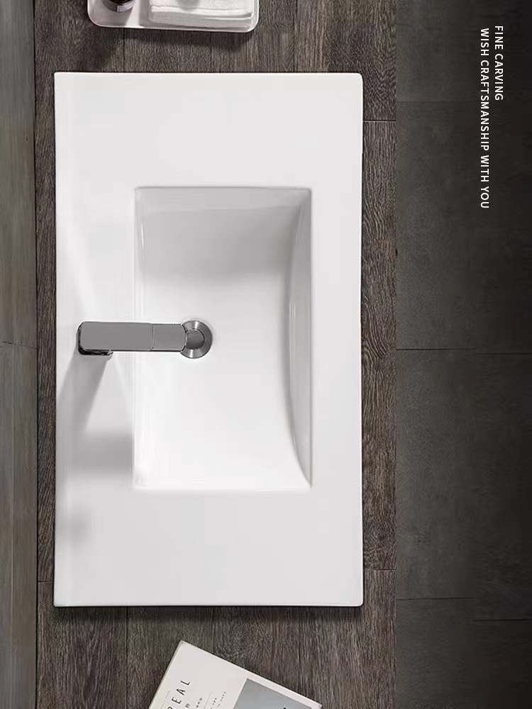 De cerámica integrado lavabo lateral Delgado gabinete Cuenca semi-embebido Cuenca Media baño gabinete de baño lavabo