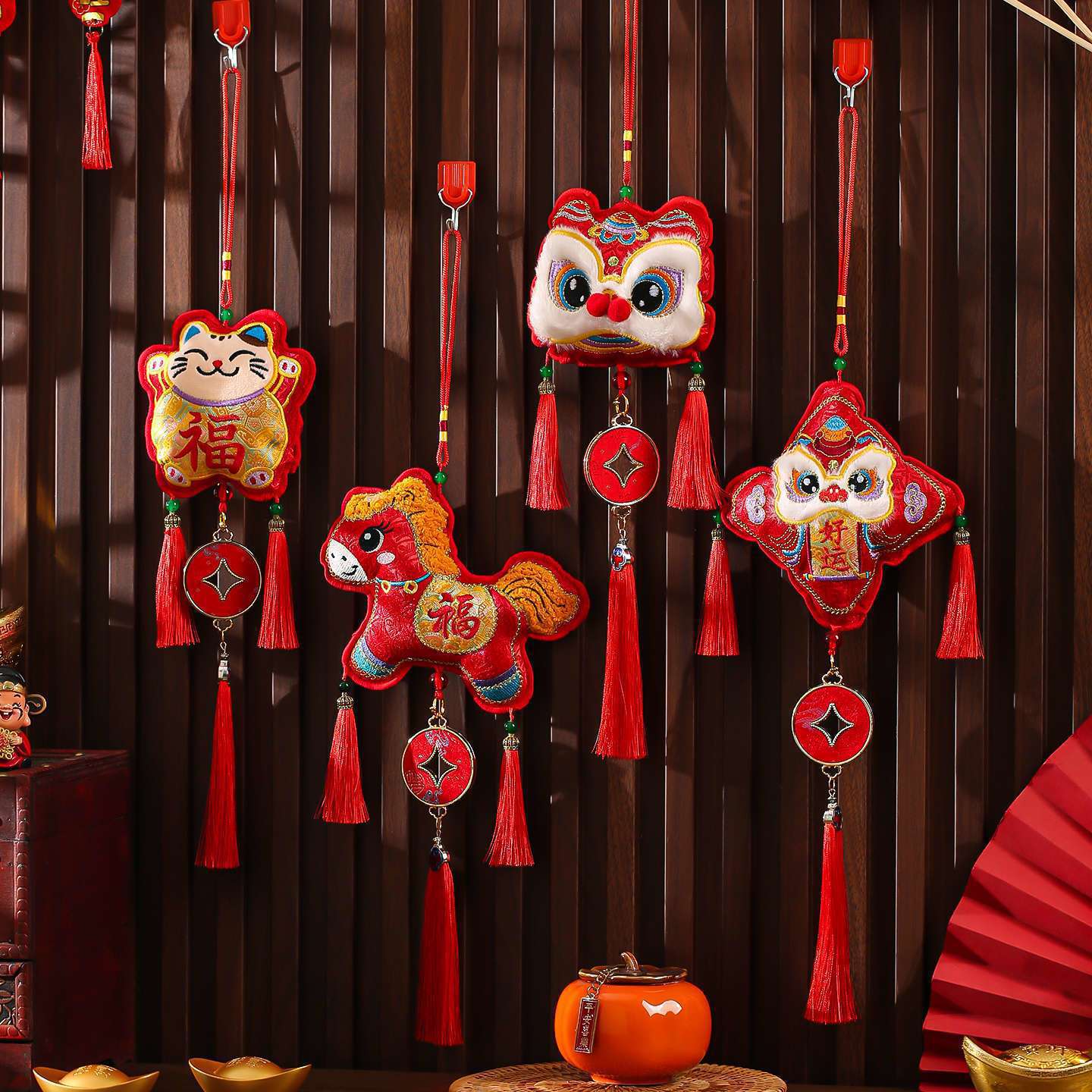 2026马年刺绣福包福字挂饰春节过年装饰入户门背景墙挂件新年挂件