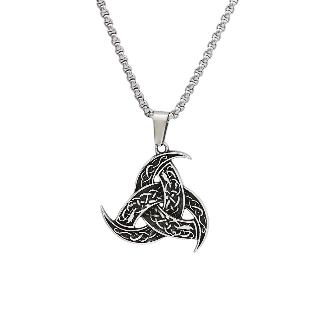 New American Viking Sun Totem Compass Triangle Men's Necklace Personalized Hanging Chain Pendant Titanium Steel Punk Hip_voghion.com