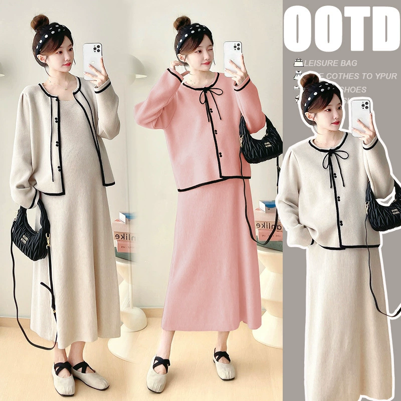 Реальный спот 2024 новый утолщение, дикая вязаная юбка спины, маленький ароматный темперамент, набор из двух частей