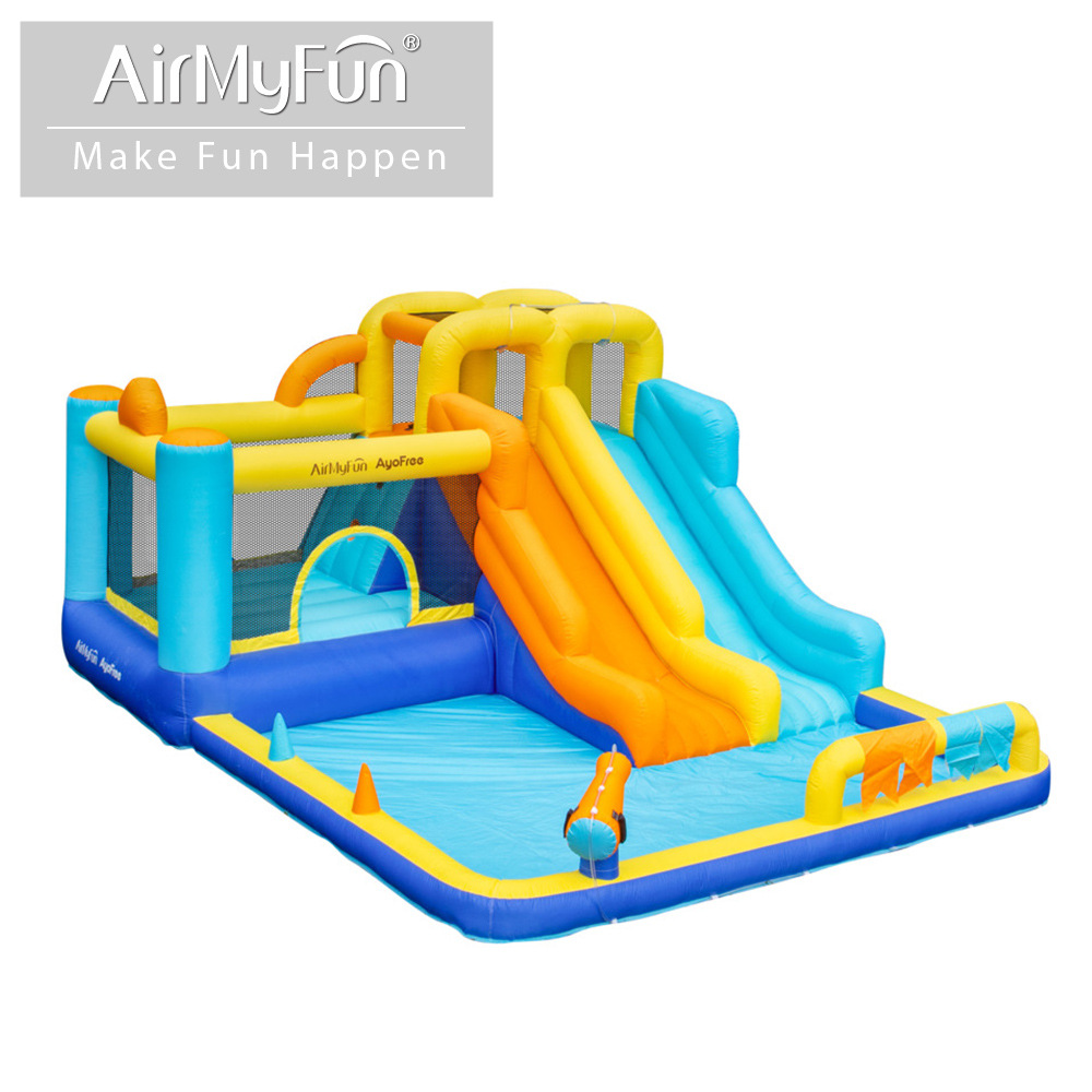 AMF | Tobogán de agua inflable para niños, castillo inflable para uso doméstico, piscina de olas, tobogán de agua pequeño para interiores, castillo inflable