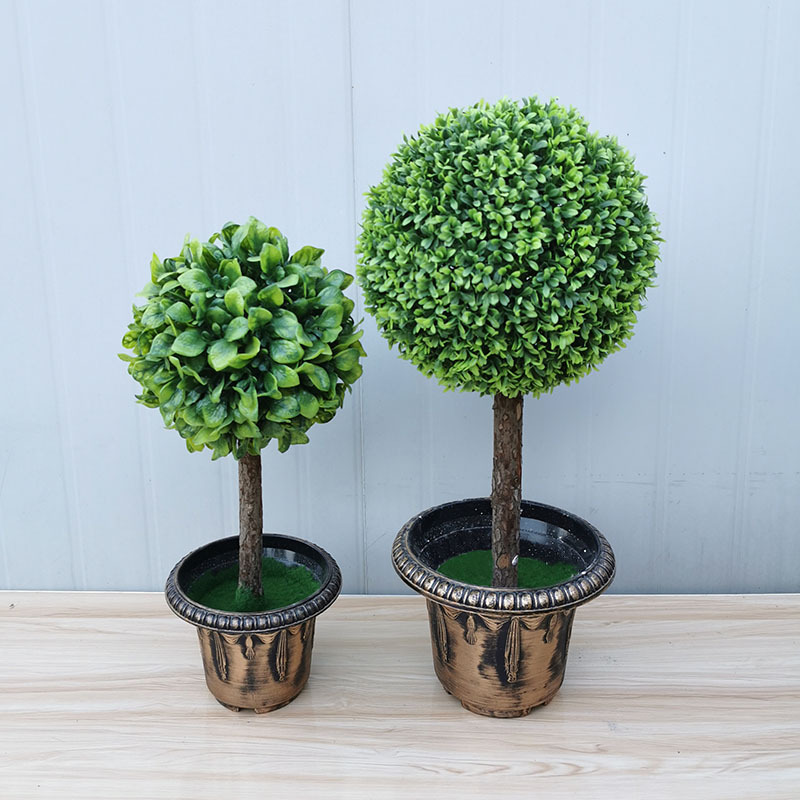 仿真草球樹造型黃楊樹裝飾球形樹落地可愛擺件約風櫥窗支持定做
