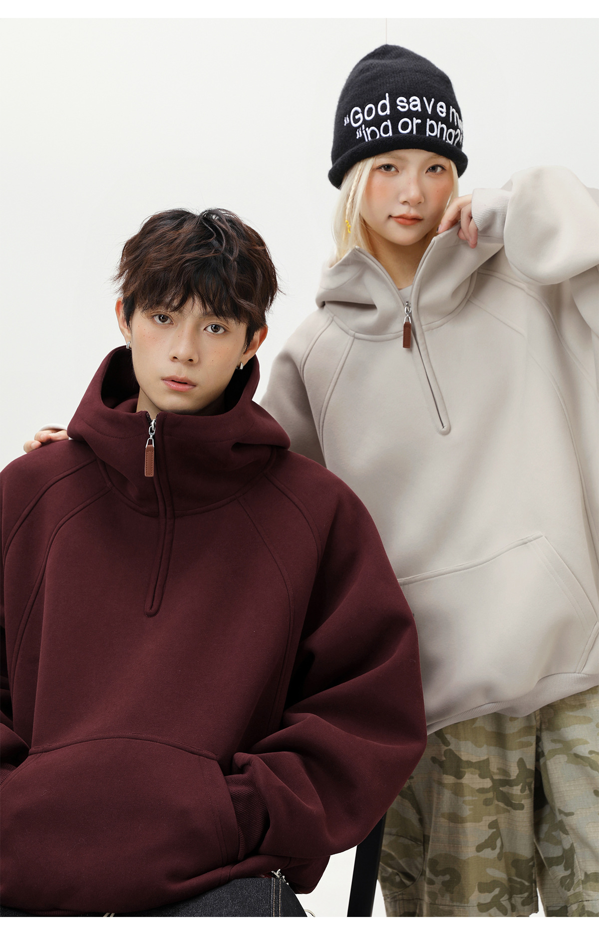 Schwerer Herren Hoodie Mit Half-zip Für Herbst Und Winter_voghion.com